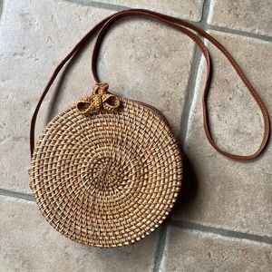 Rattan basket crossbody bag